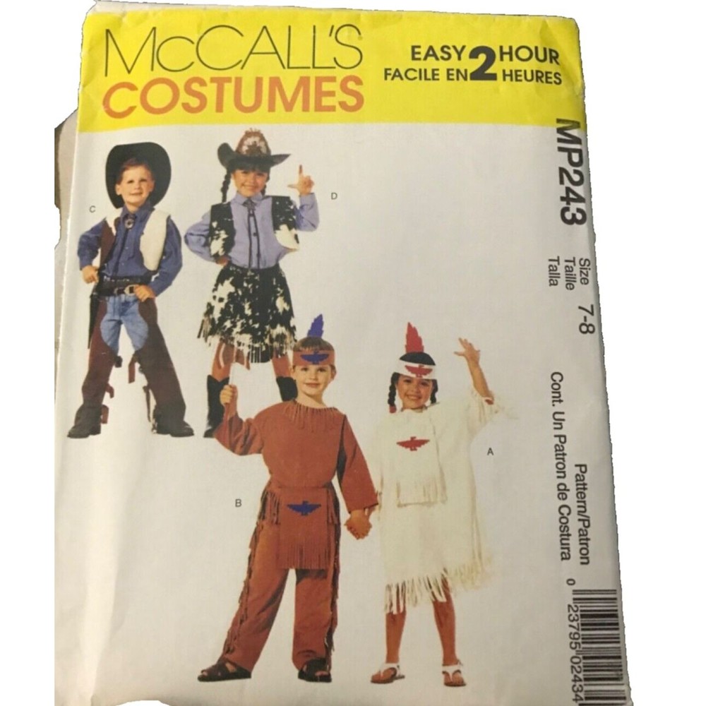 Vintage McCall's Costumes Easy 2 Hour Pattern MP243 Sz 7-8